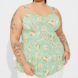 Torrid - Super Soft Sweetheart Ruched Babydoll Top in Hemlock Greet​​​​​​